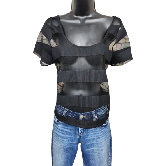 BCBGeneration Mesh Striped Top - Picture 2 of 9